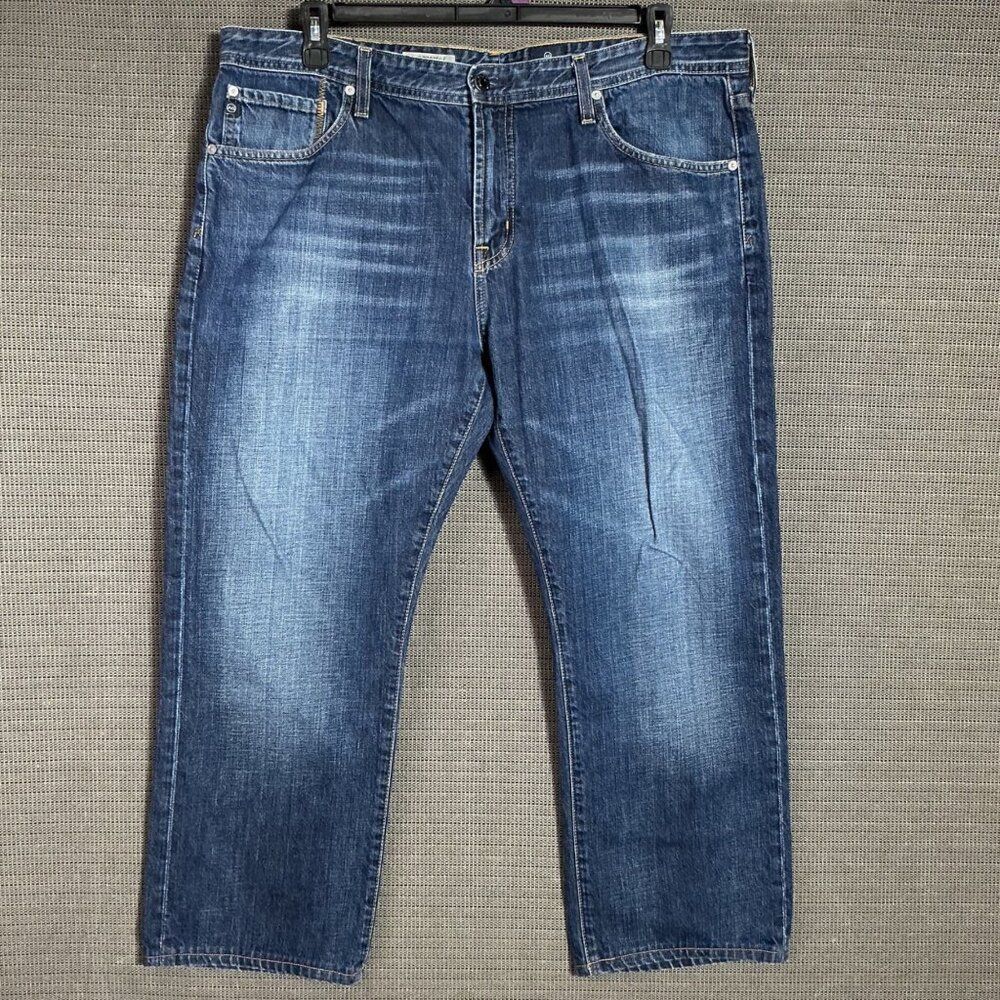 Adriano Goldschmied Mens 38x34 Blue The Protégé Straight Leg Denim Vintage Fade